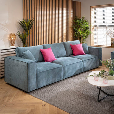 Quatropi Rupert Small 3 & 2 Seater Sofa Set Aqua Blue Woven Fabric 1+2S