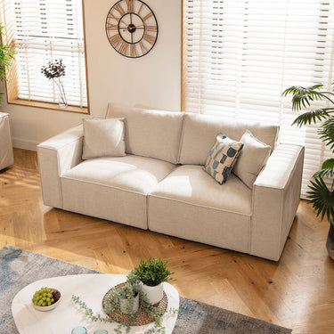 Quatropi Rupert Small 3 & 2 Seater Sofa Set Natural Woven Fabric 1+2S