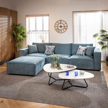 Quatropi Rupert Small 3 Seater Modular Corner Chaise Sofa Aqua Blue 309x196cm 2