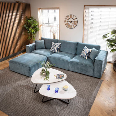Quatropi Rupert Small 3 Seater Modular Corner Chaise Sofa Aqua Blue 309x196cm 2