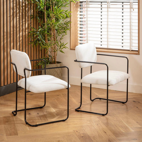 Quatropi Sasha Cord Fabric Carver Dining Chair Cream
