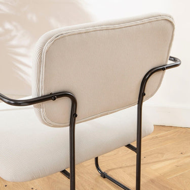 Quatropi Sasha Cord Fabric Carver Dining Chair Cream