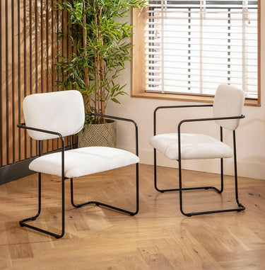 Quatropi Sasha Cord Fabric Carver Dining Chair Cream