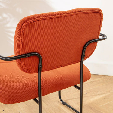 Quatropi Sasha Cord Fabric Carver Dining Chair Terracotta Orange