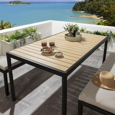 Quatropi Sassari Outdoor Garden 4 Seater Dining Set Table & Bench Chairs Grey