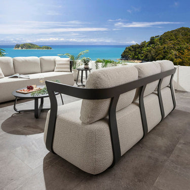 Quatropi Sedona 3 Seater Aluminium Outdoor Garden Sofa Couch Grey Cream 218cm