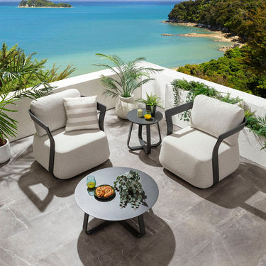 Quatropi Sedona Aluminium Outdoor Garden Armchair Grey Cream 82cm