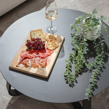 Quatropi Sedona Round Outdoor Garden Coffee Table Grey Aluminium 80cm