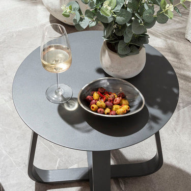 Quatropi Sedona Round Outdoor Garden Side Table Grey Aluminium 48cm