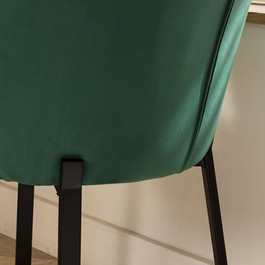 Quatropi Set of 2 Contemporary Velvet Dining Chairs Green Fabric Black Legs