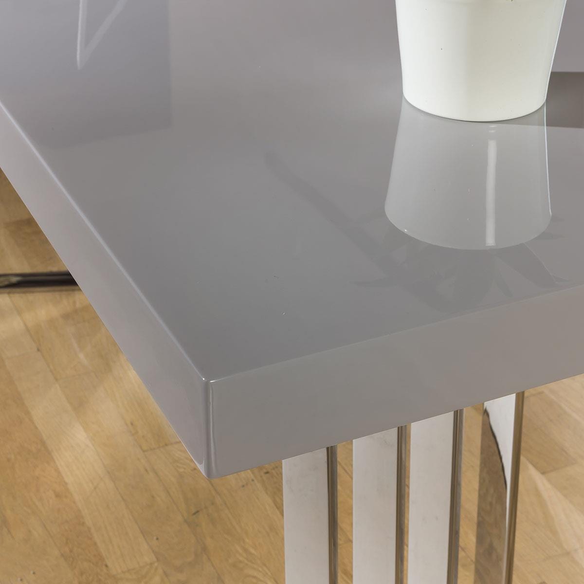 Quatropi Set of 2 designer Linea desks 2200mm and 1400mm Grey gloss and stainless.