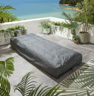 Quatropi Set of 2 Garden Cushioned Sun Loungers Grey Sunbrella Outdoor Fabric