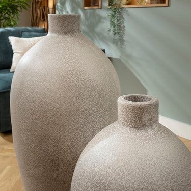 Quatropi Set of 2 Large Floor Standing Decorative Indoor Pots Vases Grey Concrete Effect
