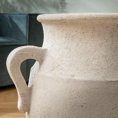 Quatropi Set of 2 Large Floor Standing Decorative Indoor Pots Vases Rustic White