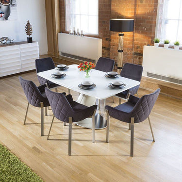 Quatropi Set of 2 Modern Carver Dining Chairs with Arms Metal Dark Grey Fabric