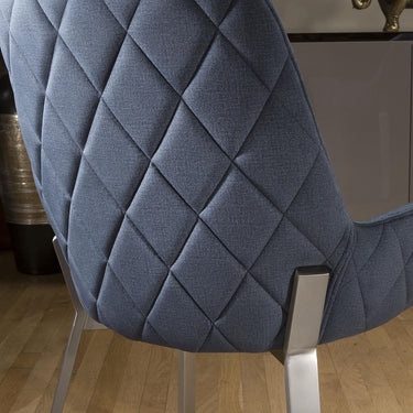 Quatropi Set of 2 Modern Carver Dining Chairs with Arms Metal Legs Blue Fabric