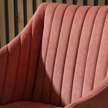 Quatropi Set of 2 Modern Carver Dining Chairs with Arms Pink Fabric Swivel Base