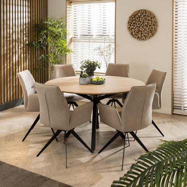 Quatropi Set of 2 Modern Dining Chairs with Arms Carver Swivel Base Mink Velvet