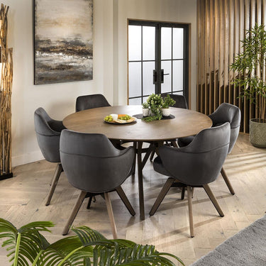 Quatropi Set of 2 Modern Industrial Swivel Velvet Dining Chairs Grey Fabric