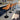 Quatropi Set of 2 Modern Kitchen Bar Stools With Back Adjustable Orange Velvet 