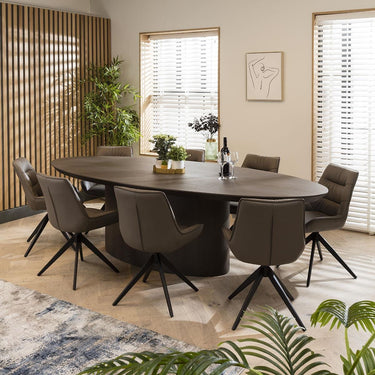 Quatropi Set of 2 Modern Leather Dining Chairs Grey Swivel Kitchen Chairs