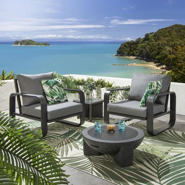 Quatropi Set of 2 Modern Outdoor Armchairs Garden Chairs Black Aluminium Grey