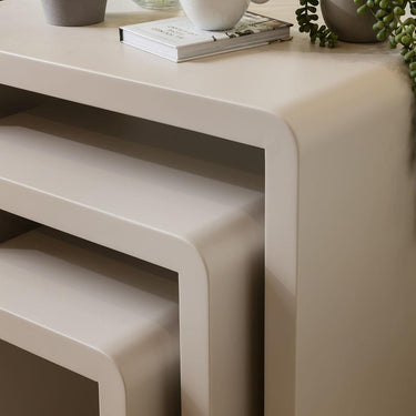 Quatropi Set of 3 Nesting Side Lamp Tables Nest of Tables Matte White Chalk 60cm