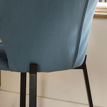 Quatropi Set of 4 Contemporary Velvet Dining Chairs Blue Fabric Black Legs