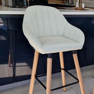 Quatropi Set of 4 Kitchen Counter Island Bar Stools with Backs Cream Fabric 