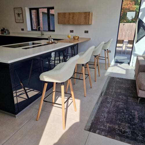4 Harper Fabric Bar Stools Cream