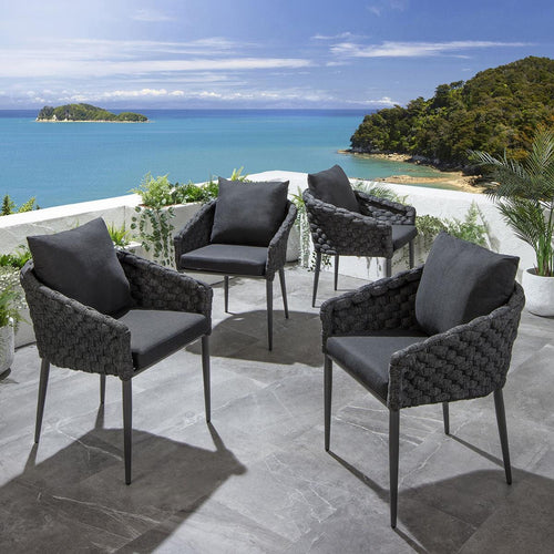 4 Sundowner Outdoor Garden Dining Chairs Charcoal