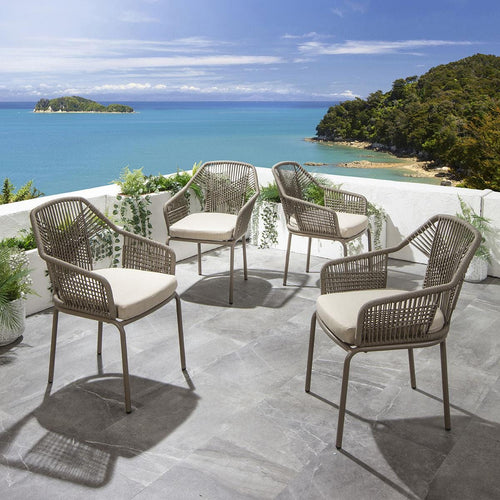 Set of 4 Cia Aluminium Outdoor Garden Dining Chairs Beige