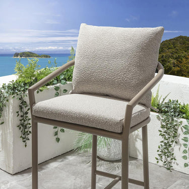 Quatropi Set of 4 Modern Aluminium Outdoor Garden Bar Stools Chairs Cream
