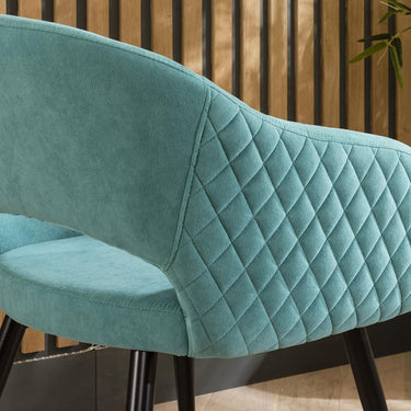 Quatropi Set of 4 Modern Carver Velvet Dining Chairs with Arms Teal Fabric