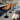 Quatropi Set of 4 Modern Kitchen Bar Stools - Premium Orange Velvet - Adjustable Seat Height