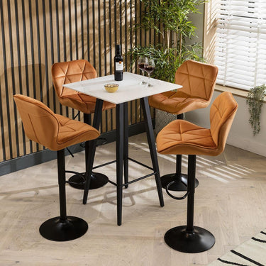 Quatropi Set of 4 Modern Kitchen Bar Stools With Back Adjustable Orange Velvet 