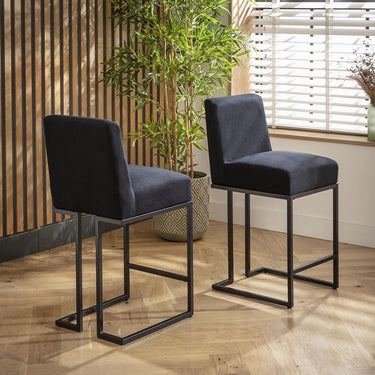 Quatropi Set of 4 Modern Kitchen Breakfast Bar Stool Chair with Back Black Fabric