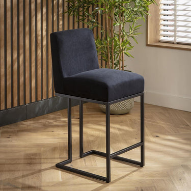 Quatropi Set of 4 Modern Kitchen Breakfast Bar Stool Chair with Back Black Fabric