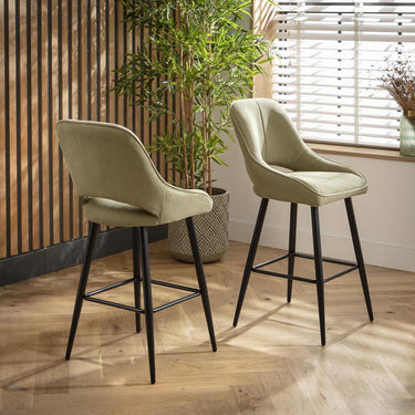 Quatropi Set of 4 Modern Kitchen Breakfast Bar Stool Chairs with Backs Green
