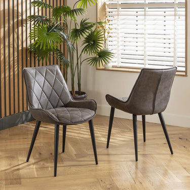 Quatropi Set of 4 Modern Kitchen Dining Room Chairs Premium Dark Grey Fabric 