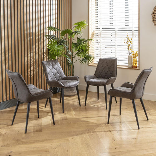 4 Mollie Fabric Dining Chairs Dark Grey
