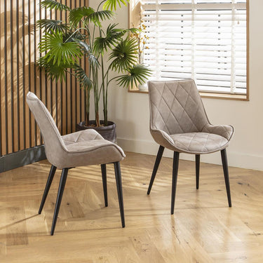 Quatropi Set of 4 Modern Kitchen Dining Room Chairs Premium Light Grey Fabric 