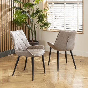 Quatropi Set of 4 Modern Kitchen Dining Room Chairs Premium Light Grey Fabric 
