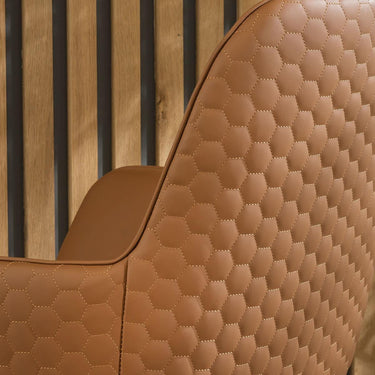Quatropi Set of 4 Modern Swivel Carver Dining Chairs with Arms Tan Faux Leather