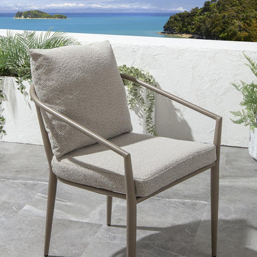 Quatropi Set of 4 Outdoor Garden Dining Chairs Weatherproof Aluminium Cream