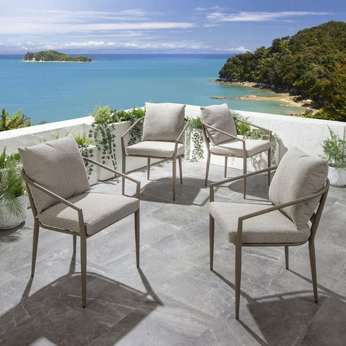 Set of 4 Mia Aluminium Outdoor Garden Dining Chairs Cream