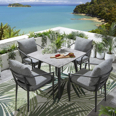 Quatropi Set of 4 Outdoor Garden Dining Chairs Weatherproof Aluminium Grey