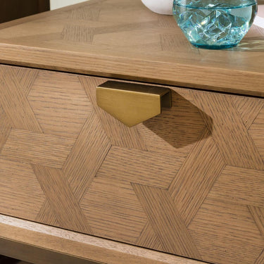 Quatropi Side Lamp Bedside Table Nightstand with Drawer Wood & Gold Brown 50cm