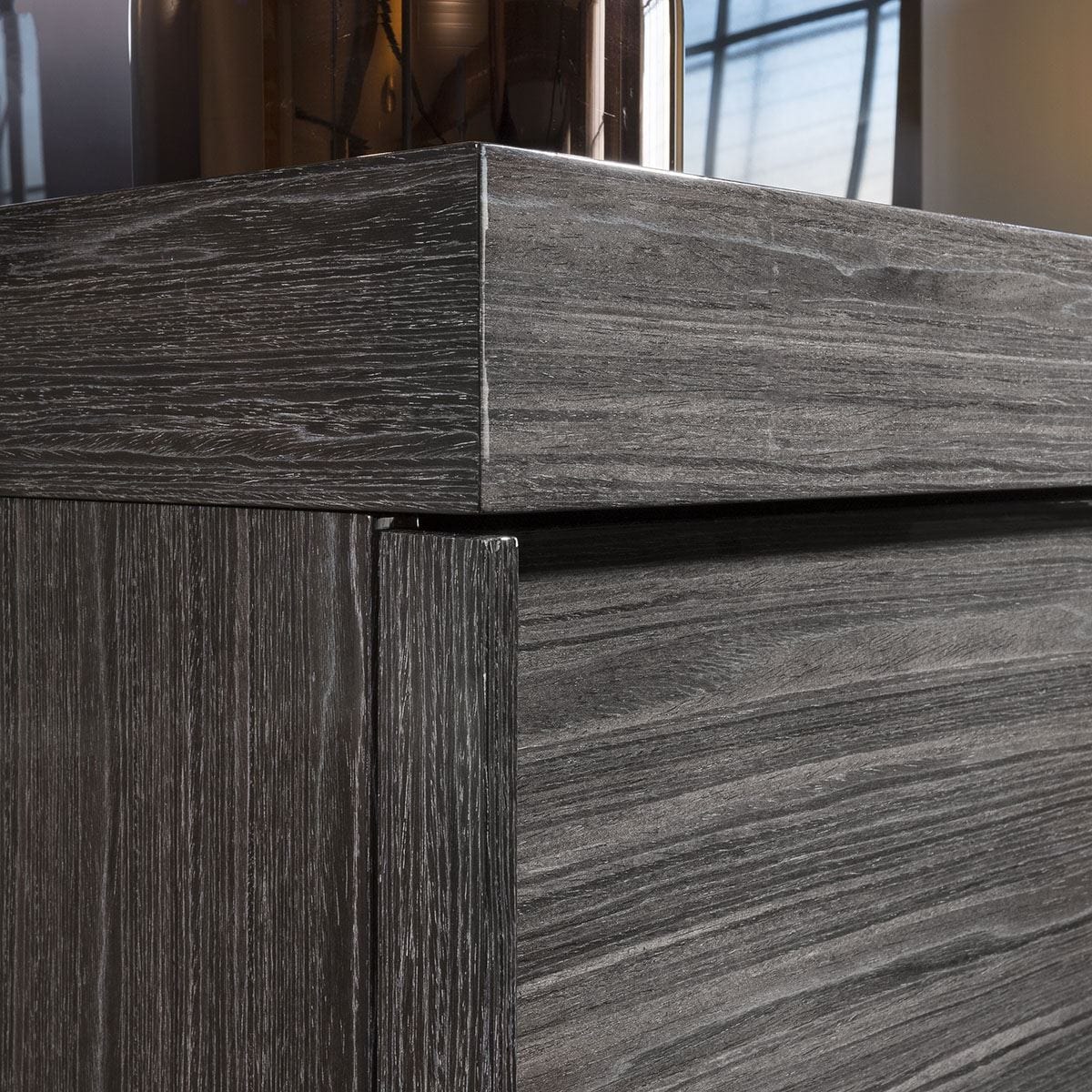 Quatropi Sideboard / Tall Cabinet / Cupboard High Gloss Black Grain Lacquered