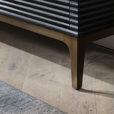 Quatropi Sleek 4 Door Sideboard Storage Cabinet Black Oak Fluted Ribbed 180cm